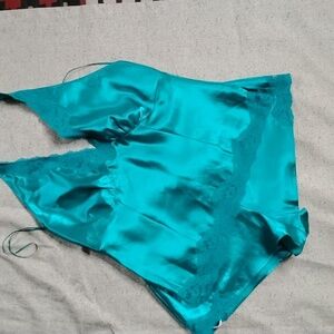 Enchanting Teal Lace Trim Sleepwear Set